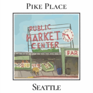 Adesivo Mercado Público de Pike Place, Seattle