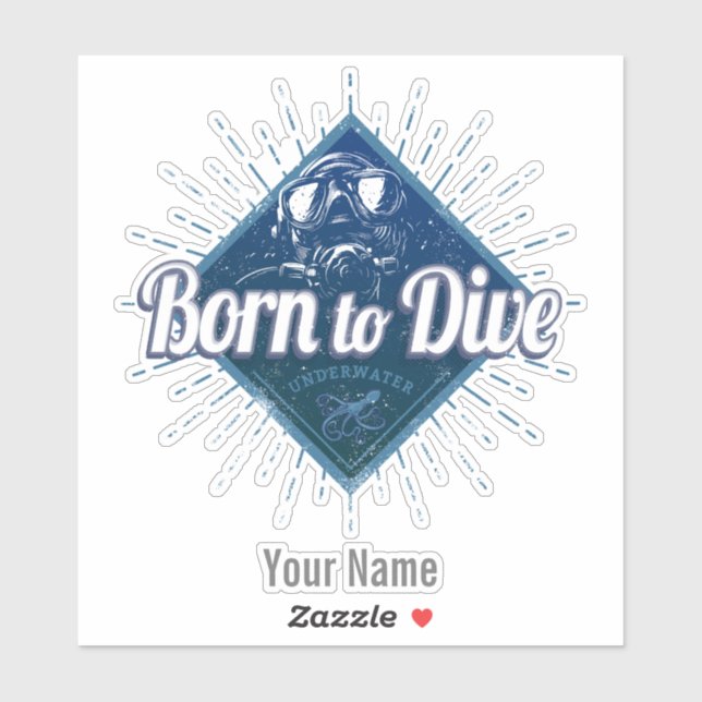 Adesivo Mergulhador Retro Scuba Mergulhando Escola Oceano  (Folha)