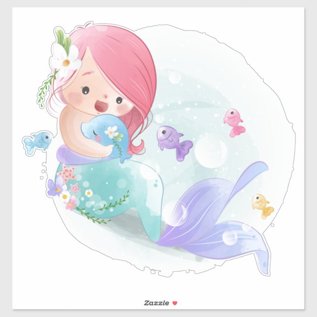 Adesivo Mermaid e Fish Sticker (Folha)