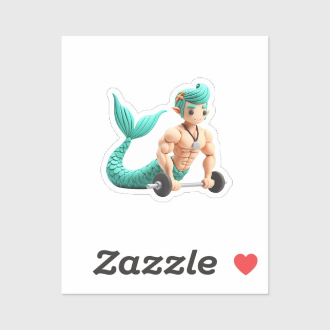 Adesivo mermaid men doing musculation modeling clay (Folha)