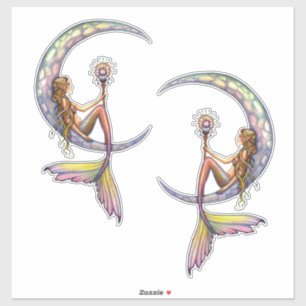 Adesivo Mermaid Moon por Molly Harrison Arte Fantasia