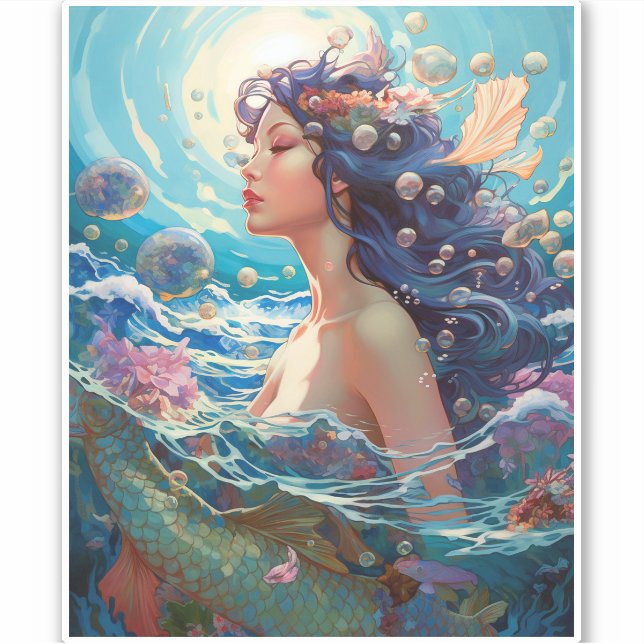 Adesivo Mermaid Sea Goddese Fantasy Art (Frente)