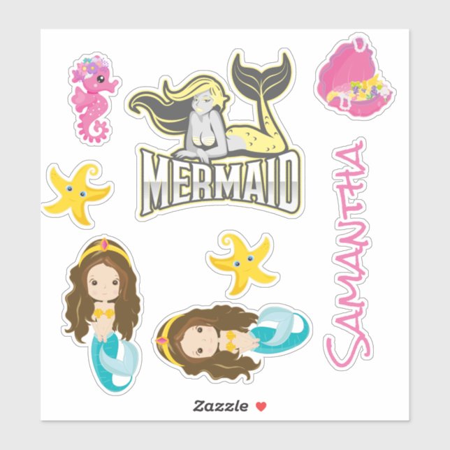 Adesivo Mermaid YELLOW Sea Amigos Sticker (Folha)