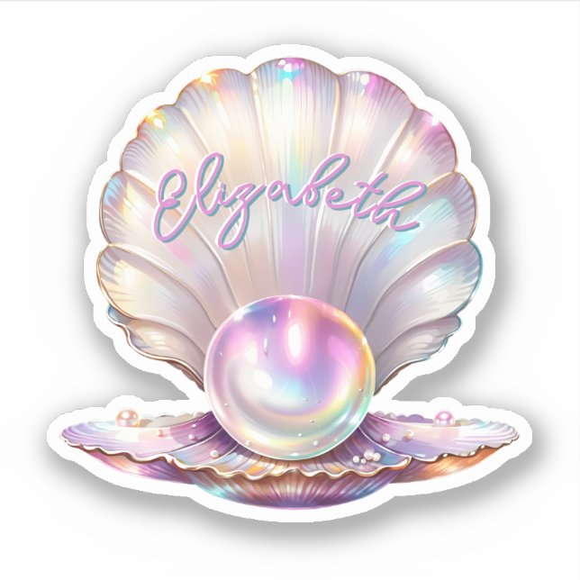 Adesivo Mermaidcore Pastel Iridescente Pearl Clamshell (Frente)