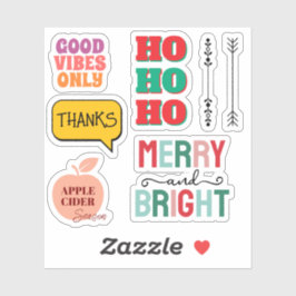 Adesivo Merry & Bright—Retro Holiday Sticker Pack