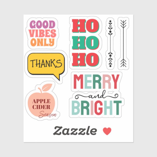 Adesivo Merry & Bright—Retro Holiday Sticker Pack (Folha)