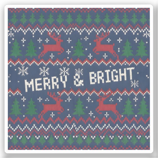 Adesivo Merry & Bright Ugly Christmas Sweater (Frente)