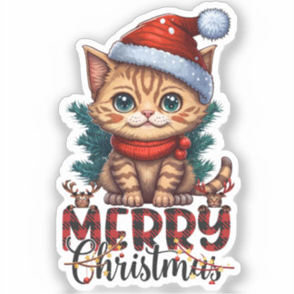 Adesivo Merry Christmas Cat 2025