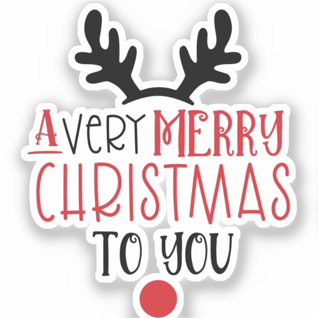 Adesivo Merry Christmas Cute Modern Typography (Frente)