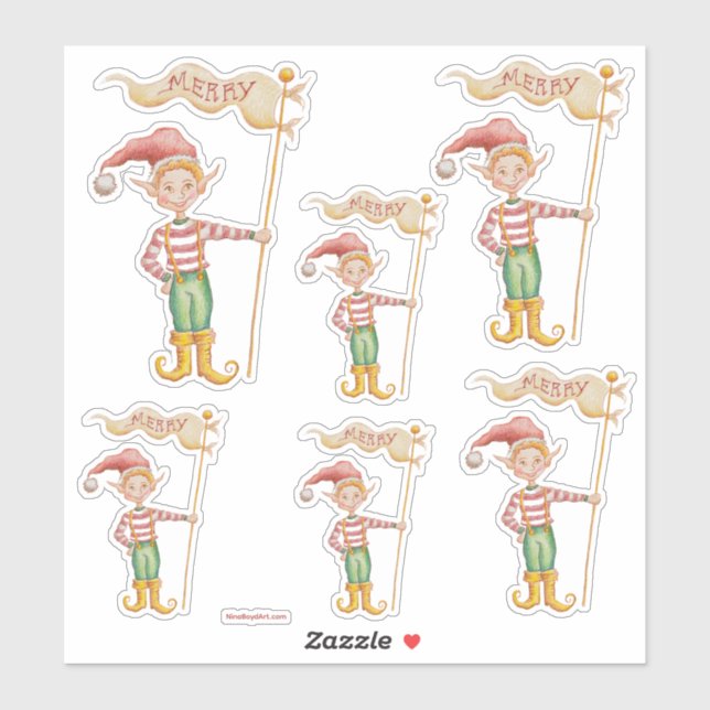 Adesivo Merry Christmas Elf vinyl cut stickers (Folha)