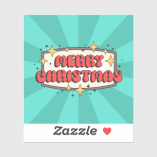Adesivo Merry christmas funky text, groovy retro cartoon