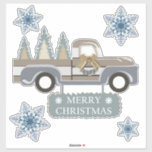 Adesivo Merry Christmas Sticker<br><div class="desc">Árvores-caminhoneiras e flocos-de-neve alegres são cortados à forma exata da sua imagem e produzidos através de um processo de corte personalizado (corte de beijos) em folhas de vinilo</div>