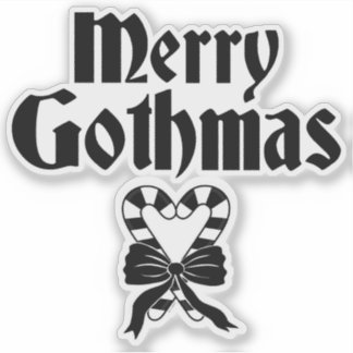 Adesivo Merry Gothmas Black and White Candy Cane Heart