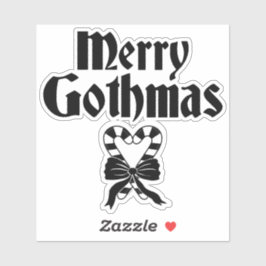 Adesivo Merry Gothmas Black and White Candy Cane Heart