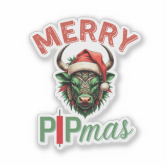 Adesivo Merry PIPmas Trading Bull Christmas Design – Funny