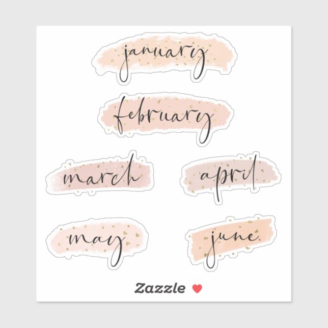 Adesivo Meses do Ano - Janeiro a junho Dourado Rosa (Folha)