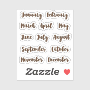 Adesivo Meses do ano minúsculo latte