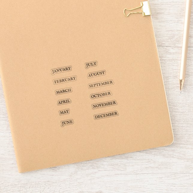 Adesivo Meses do Conjunto de Vinhetas de Ano Clássico (Notebook)
