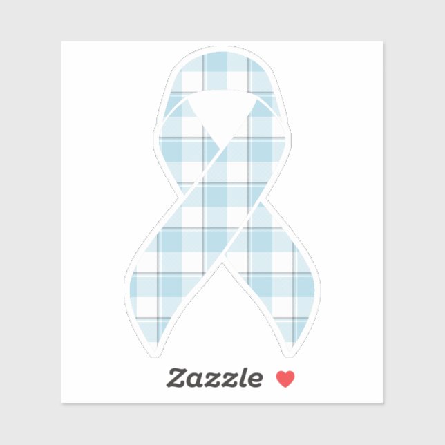 Adesivo Mesothelioma Awareness Plaid Light Blue Ribbon (Folha)