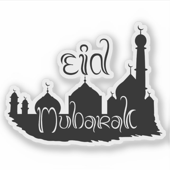 Adesivo Mesquita Eid Mubarak com Tipografia (Frente)