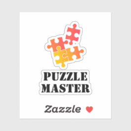 Adesivo Mestre de Puzzle Amantes de Quebra-Cabeça Citação
