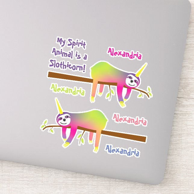 Adesivo Meu Espírito Animal é um Slothicorn (Detalhe)