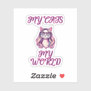 Adesivo Meus Gatos Meu Mundo Amante Felino Design Perfeito