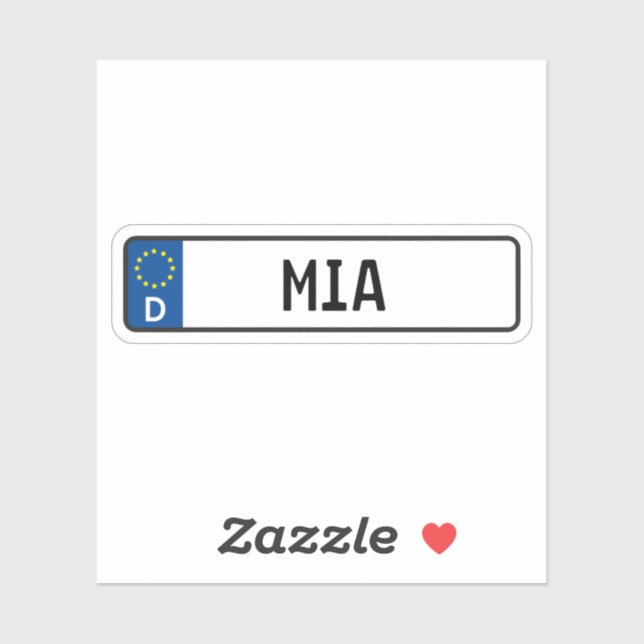 Adesivo Mia German Car Licate Plate (Folha)