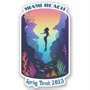 Adesivo Miami Beach Spring Break 2023 Mermaid Reef