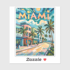 Adesivo Miami Ocean Drive Florida Beach Van Gogh Colorful