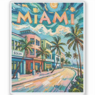Adesivo Miami Ocean Drive Flórida Praia Van Gogh Colorido