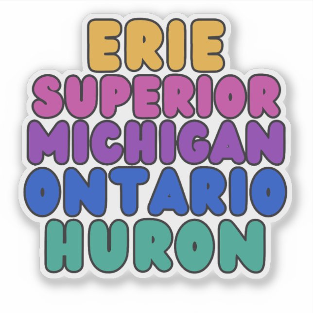 Adesivo Michigan Rainbow Bubble Text Great Lakes Sticker (Frente)