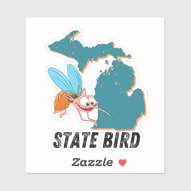 Adesivo Michigan State Bird - Mosquito Funny Car Decal (Folha)