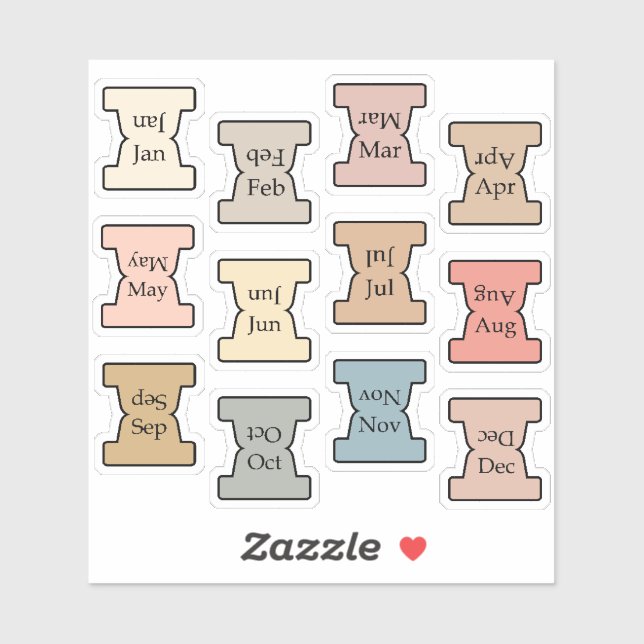 Adesivo Micro Monthly Index Tab Pastel Bujo Planner Labels (Folha)