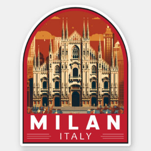 Adesivo Milan Itália Duomo di Milano Viagem Art Vintage