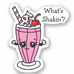 Adesivo Milkshake de Morango O Que Está Sacudindo"