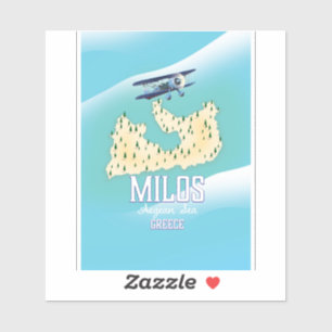 Adesivo Milos, poster de viagens grego art. do mapa da