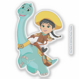 Adesivo Min & Clover   Feliz Cowgirl e Brontosaurus Ride