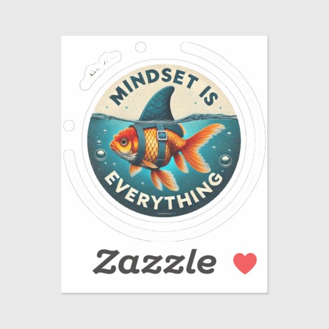 Adesivo Mindset Is Everything Goldfish Motivational Quote (Folha)