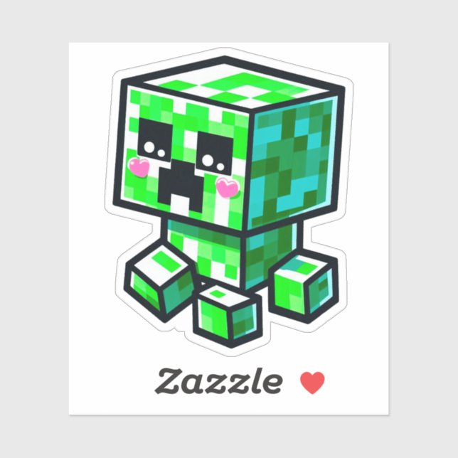 Adesivo Minecraft, Cute Creeper, Minecrafter, Chibi Kawaii (Folha)