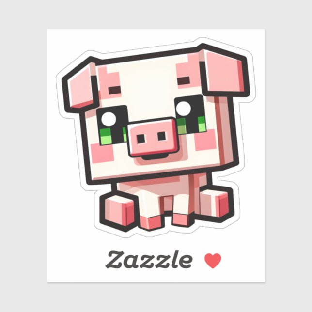 Adesivo Minecraft, Cute Pig, Minecrafter, Chibi Stickers (Folha)