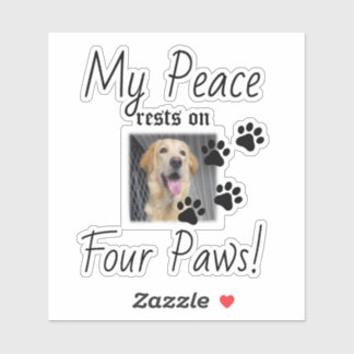Adesivo Minha Paz repousa em quatro patas - citação de Pet
