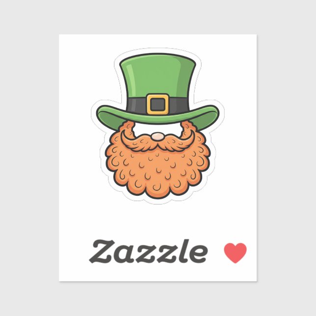 Adesivo Mini Duende Chapéu Verde Barba Laranja St Patrick (Folha)