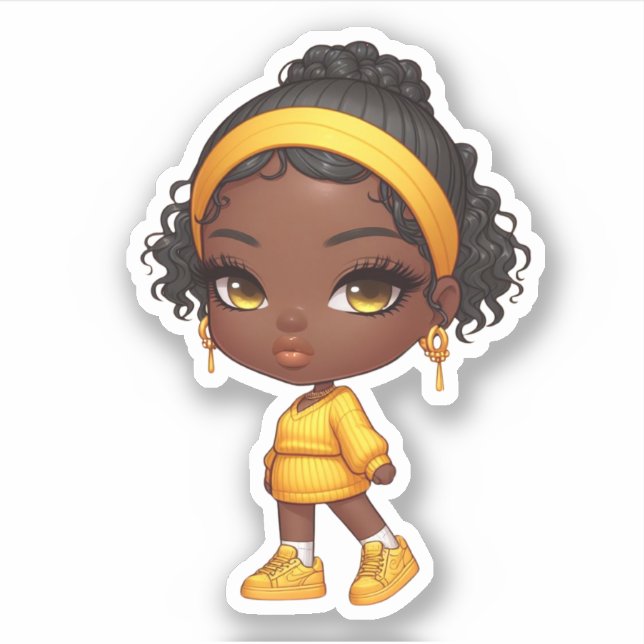 Adesivo mini garota negra e engraçada (Frente)