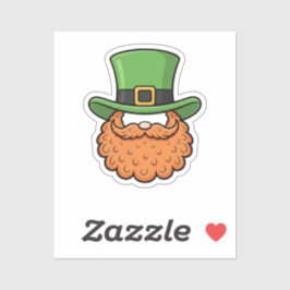 Adesivo Mini Leprechaun Green Hat Orange Beard St Patrick