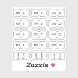 Adesivo Mini Monthly Index Divider Tabs White Folded 