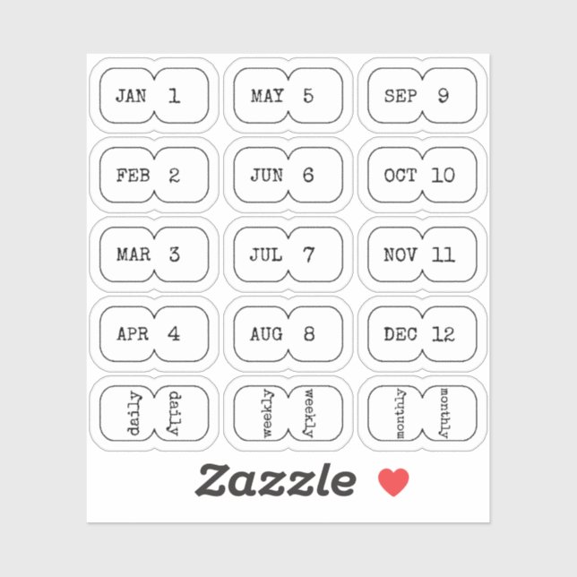 Adesivo Mini Monthly Index Divider Tabs White Folded  (Folha)