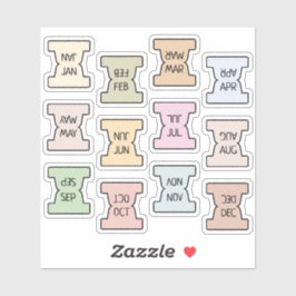 Adesivo Mini Monthly Index Tab Pastel Bujo Planner Folded 