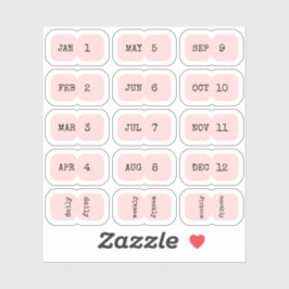 Adesivo Mini Monthly Index Tabs Page Divider Pink Folded