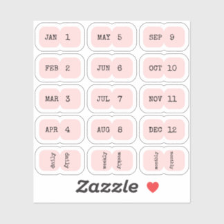 Adesivo Mini Monthly Index Tabs Page Divider Pink Folded